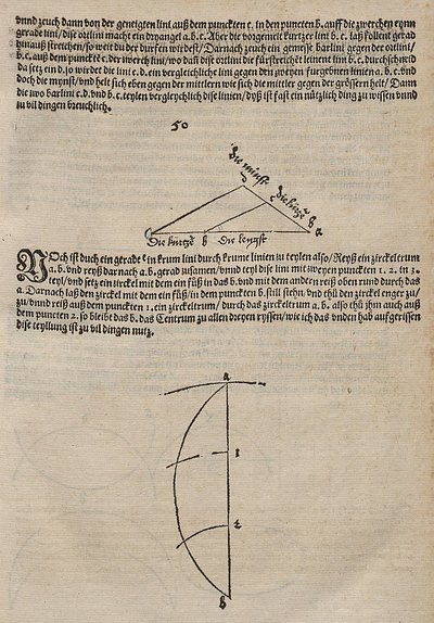 Teilung einer Strecke in einem durch zwei andere Strecken gegebenen Verhältnis und Versuch der Dreiteilung von Albrecht Dürer